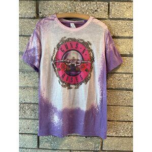 Guns N Roses Tie-Dye Effect T-Shirt Purple Pink Graphic M Bella+Canvas Cotton/Po